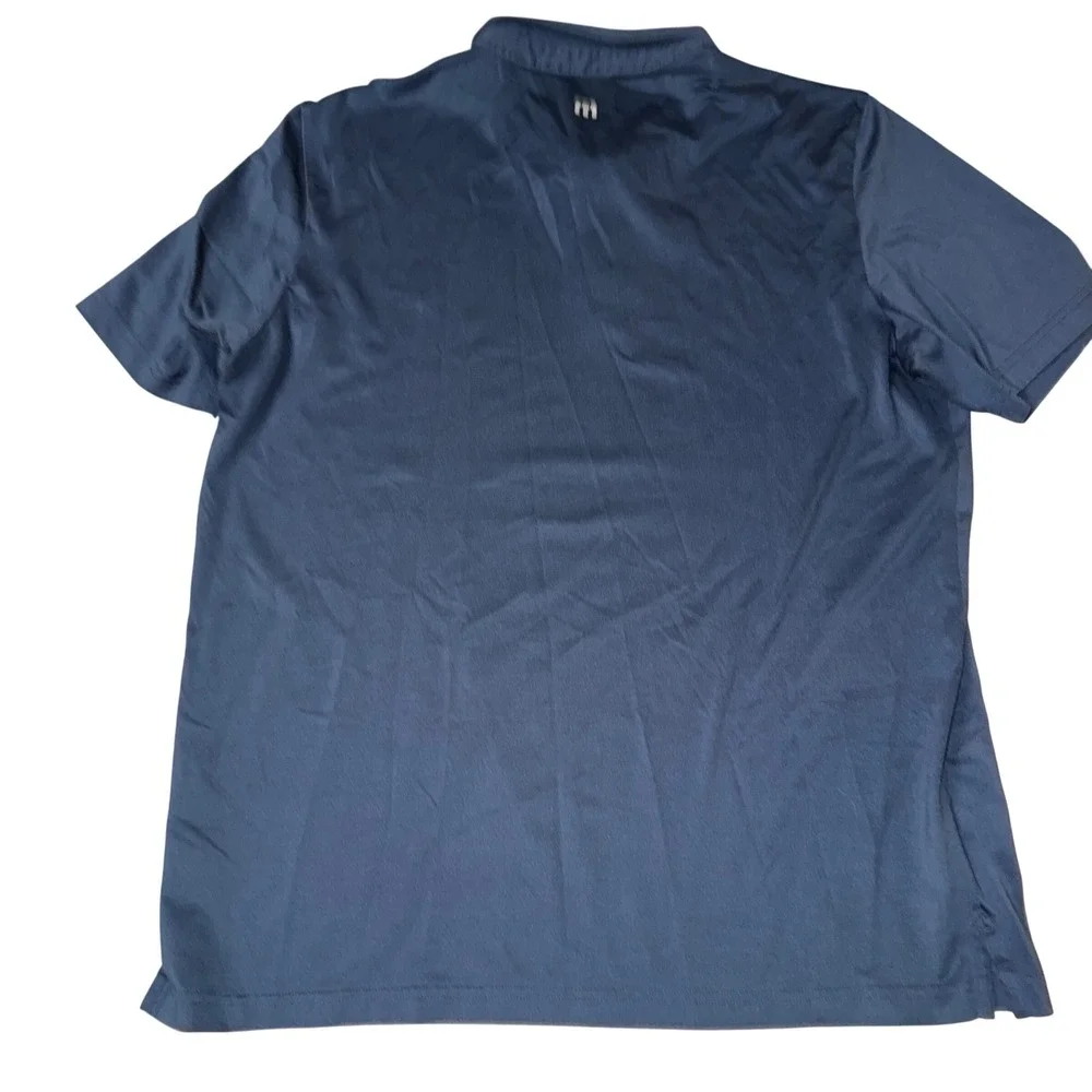 TravisMathew Polo Shirt XL Navy Blue Palm Tree Graphic Performance Golf Top